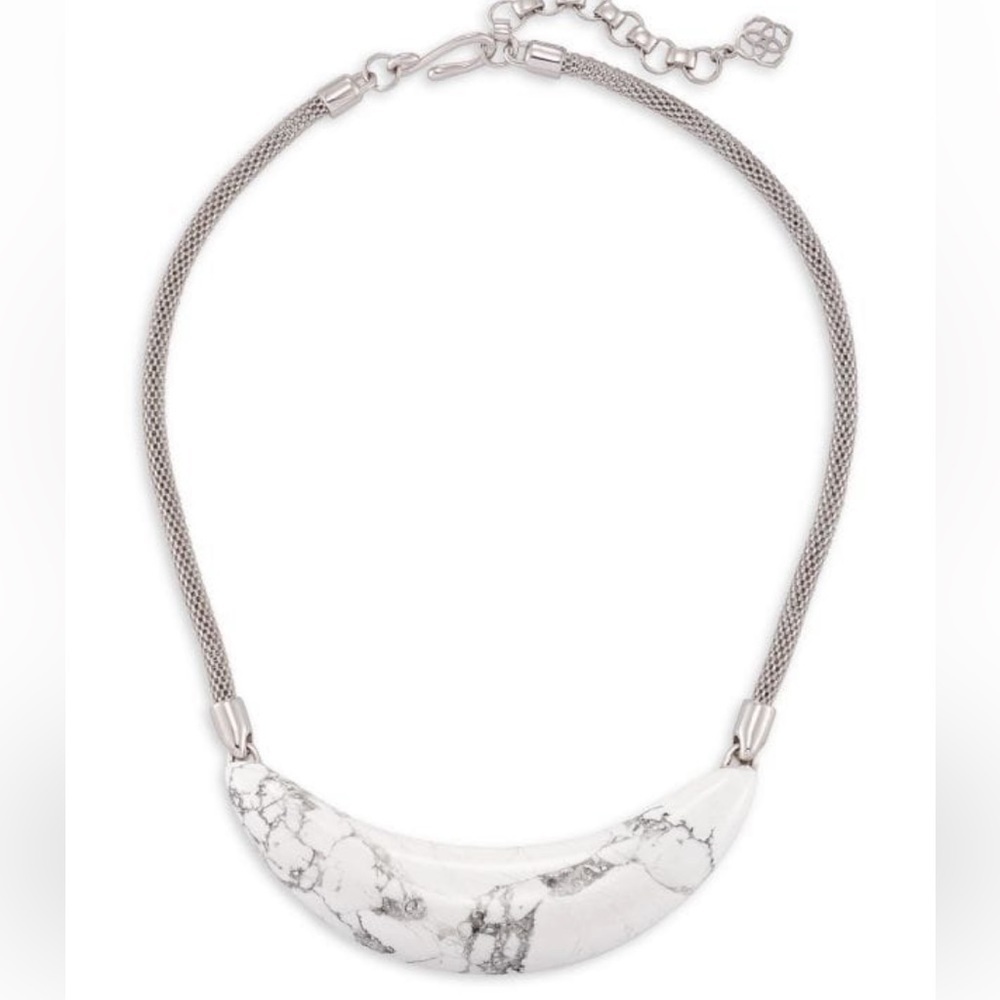 Kendra Scott Kaia Rhodium Plated and White Howlite cuff necklace - Picture 2 of 3